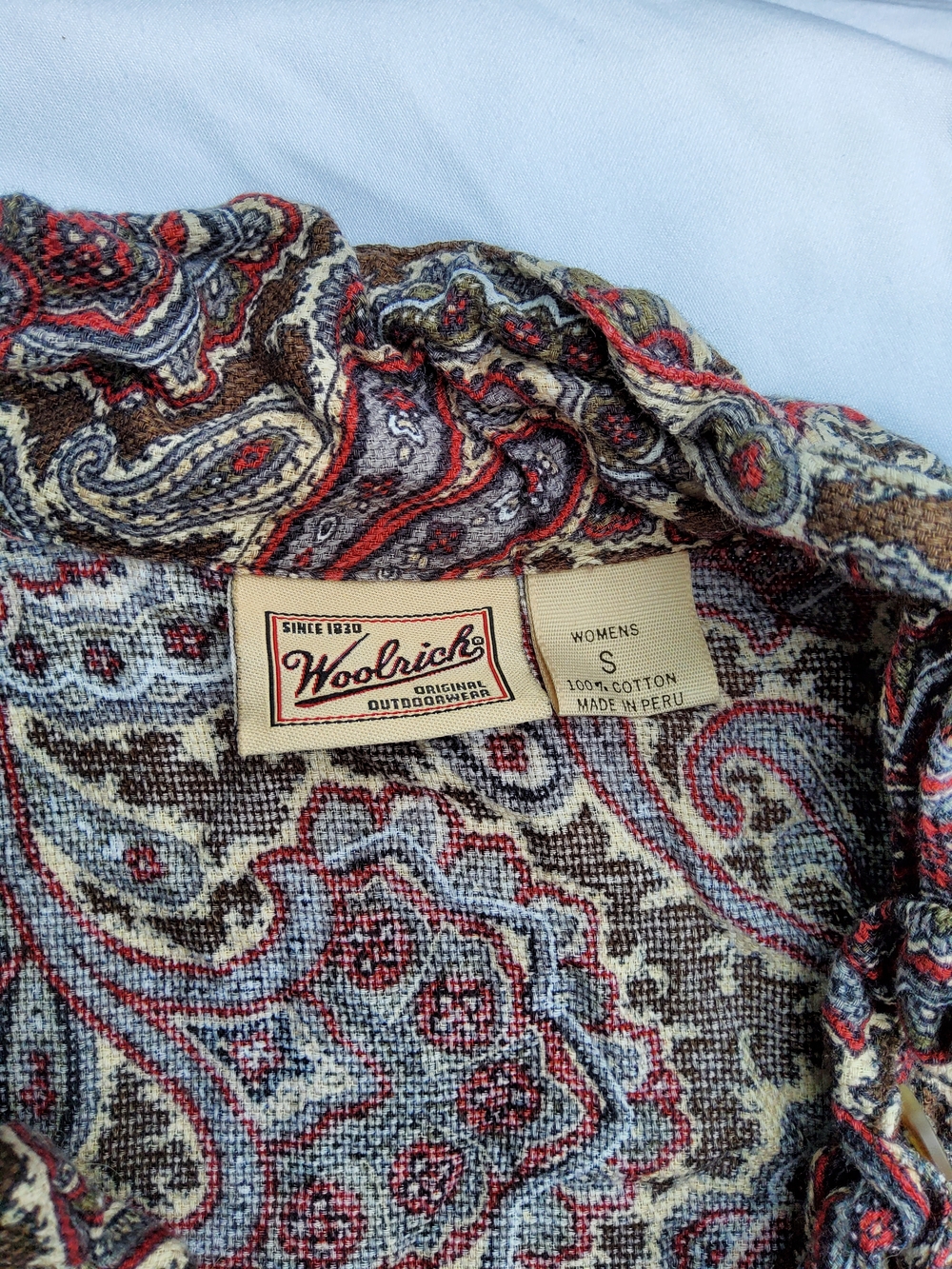 Woolrich 90s Paisley 100% Cotton Button-Down Long Sleeve Shirt - Picture 2 of 6